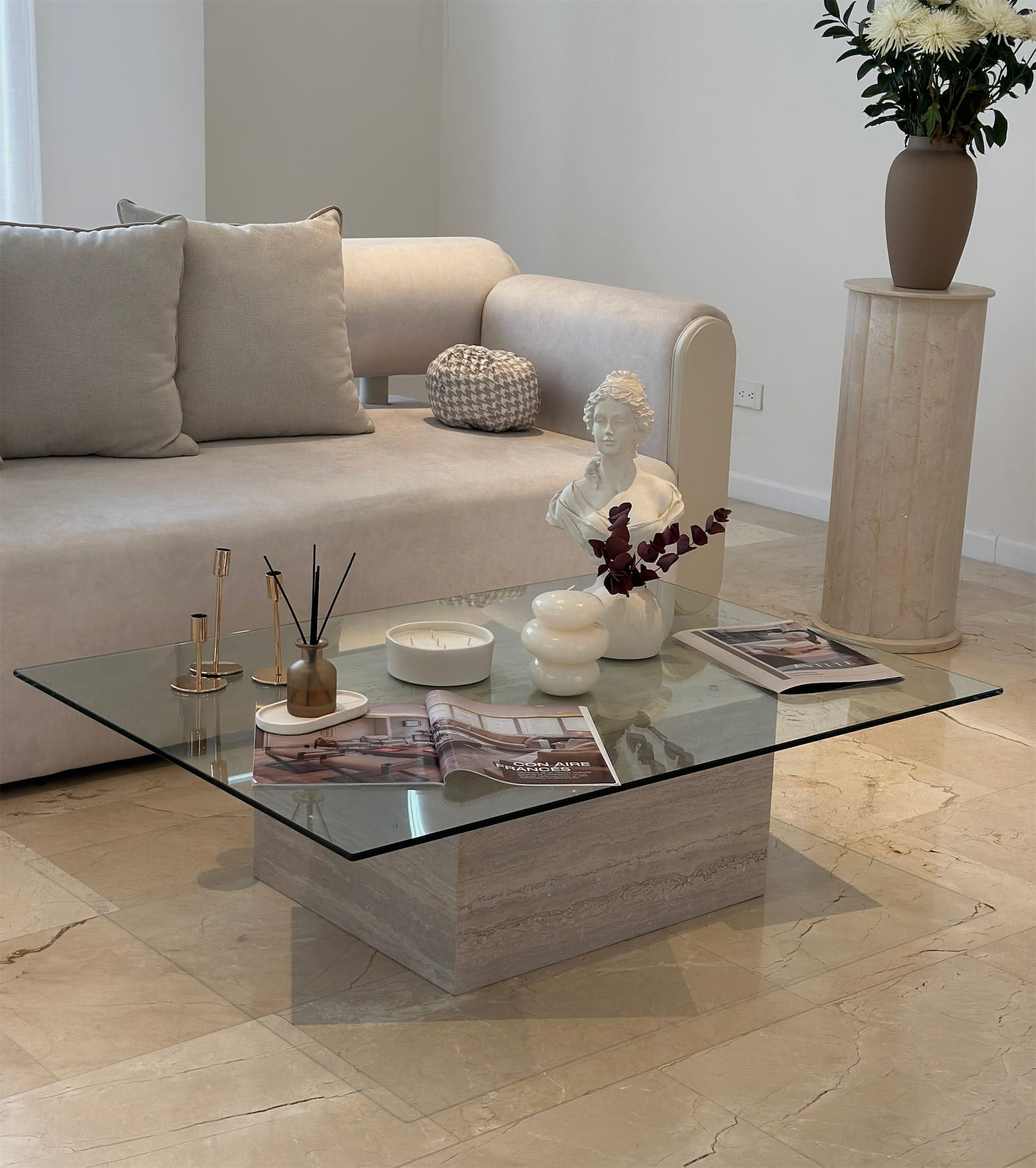 MESA DE CENTRO TRAVERTINA